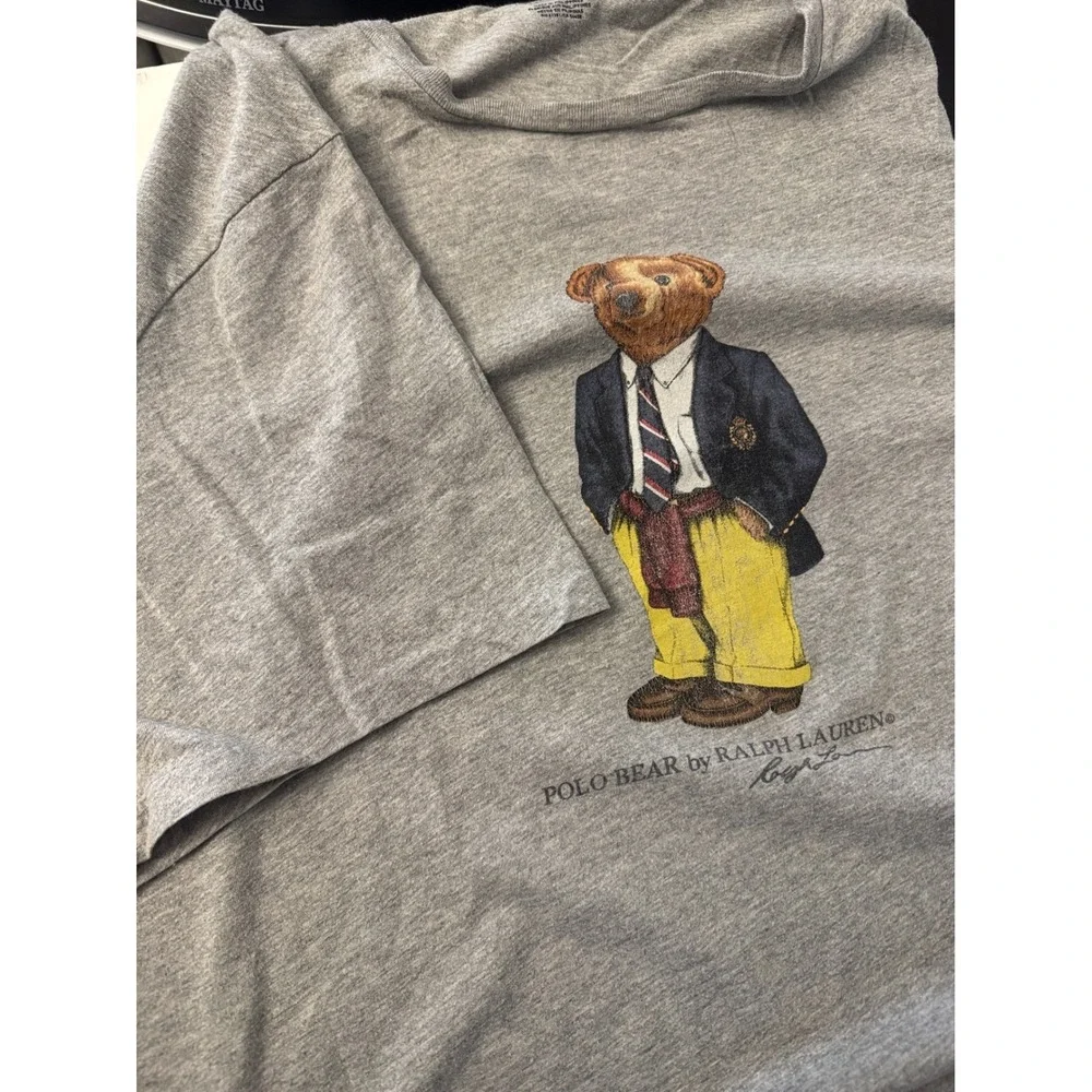 Polo Ralph Lauren T-Shirt‎ Mens XXL Grey Polo Bear Preppy Graphic Tee